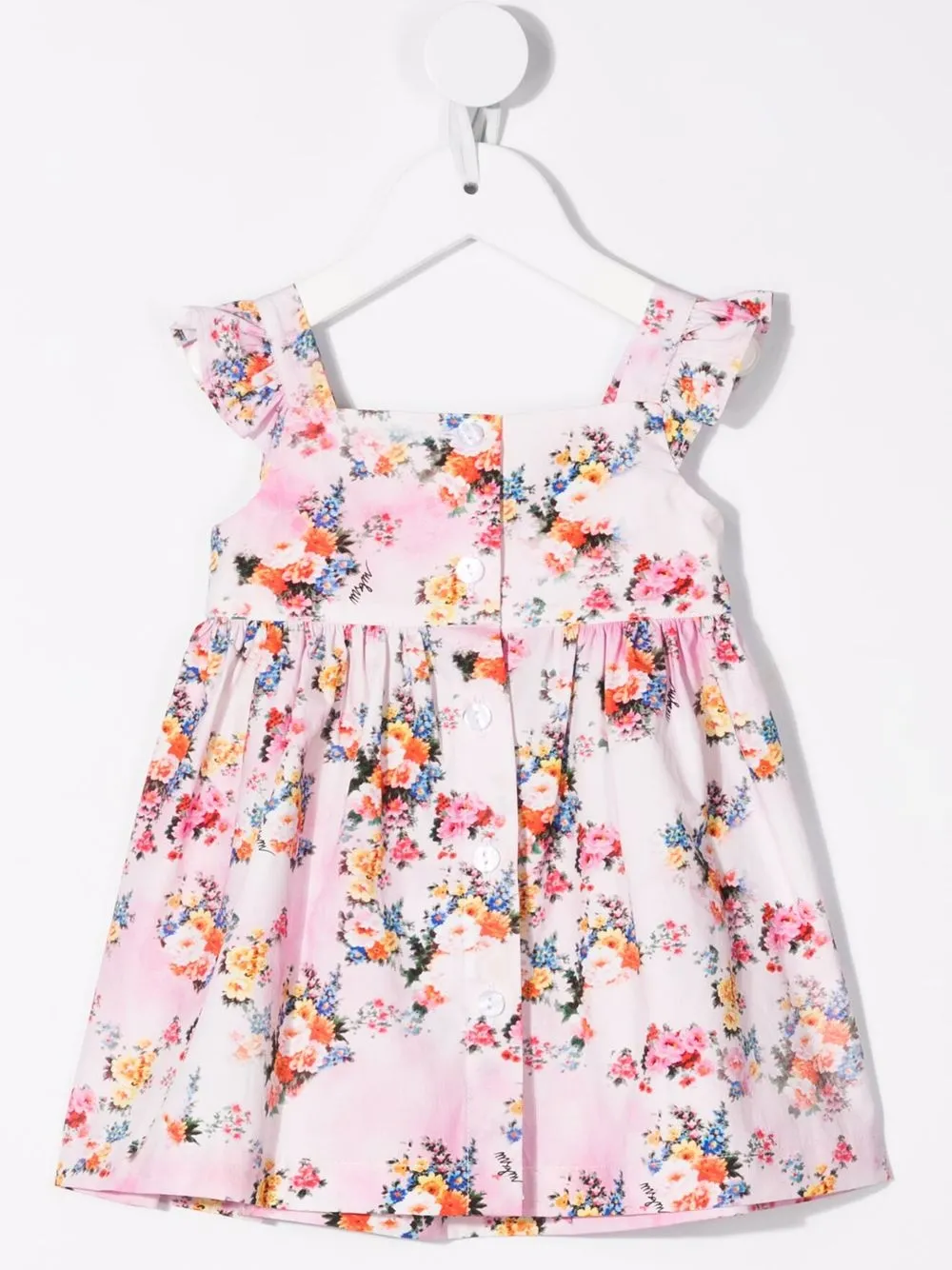 фото Msgm kids платье с цветочным принтом и оборками
