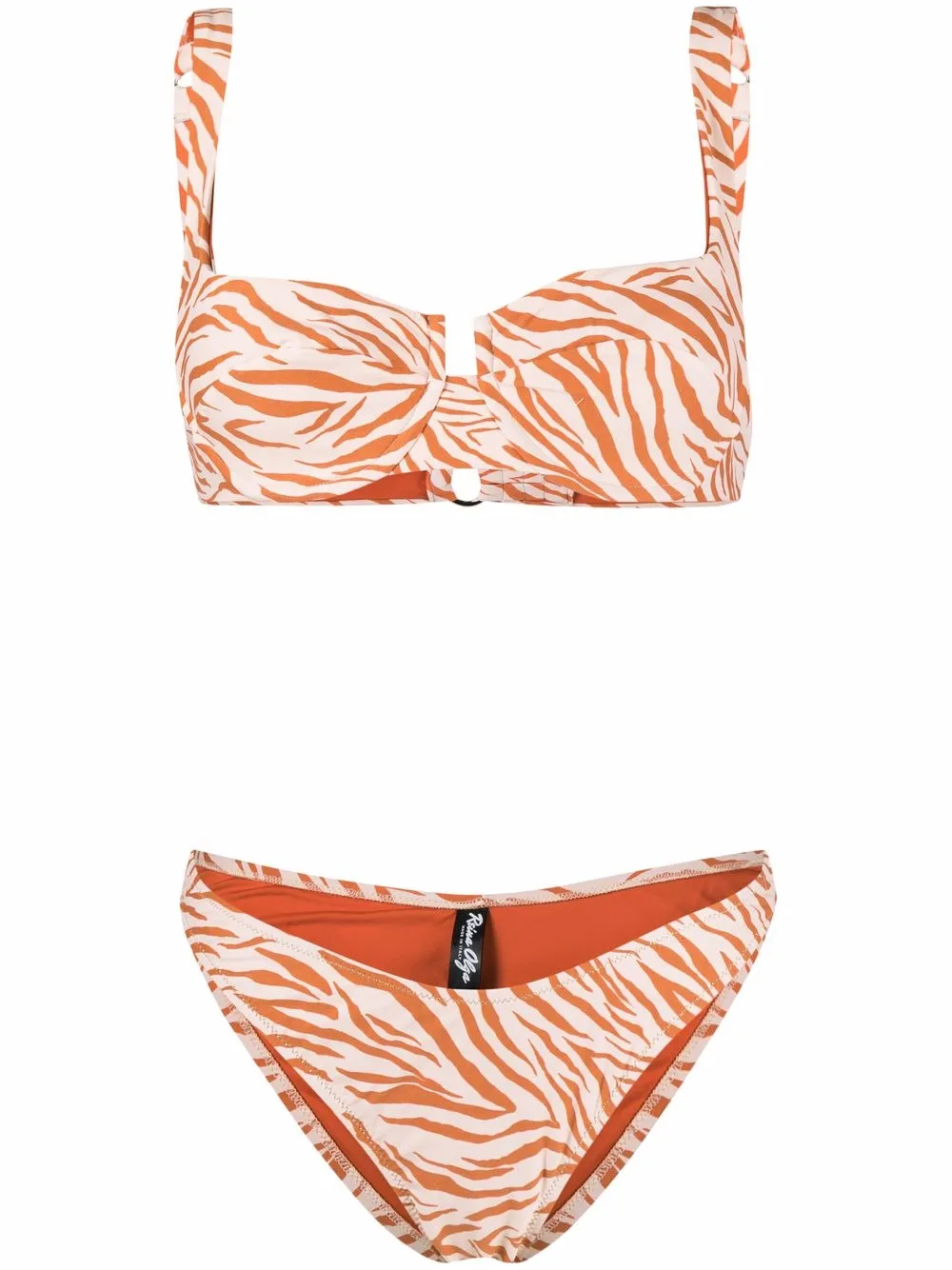 Reina Olga Zebra Print Bikini Set Farfetch