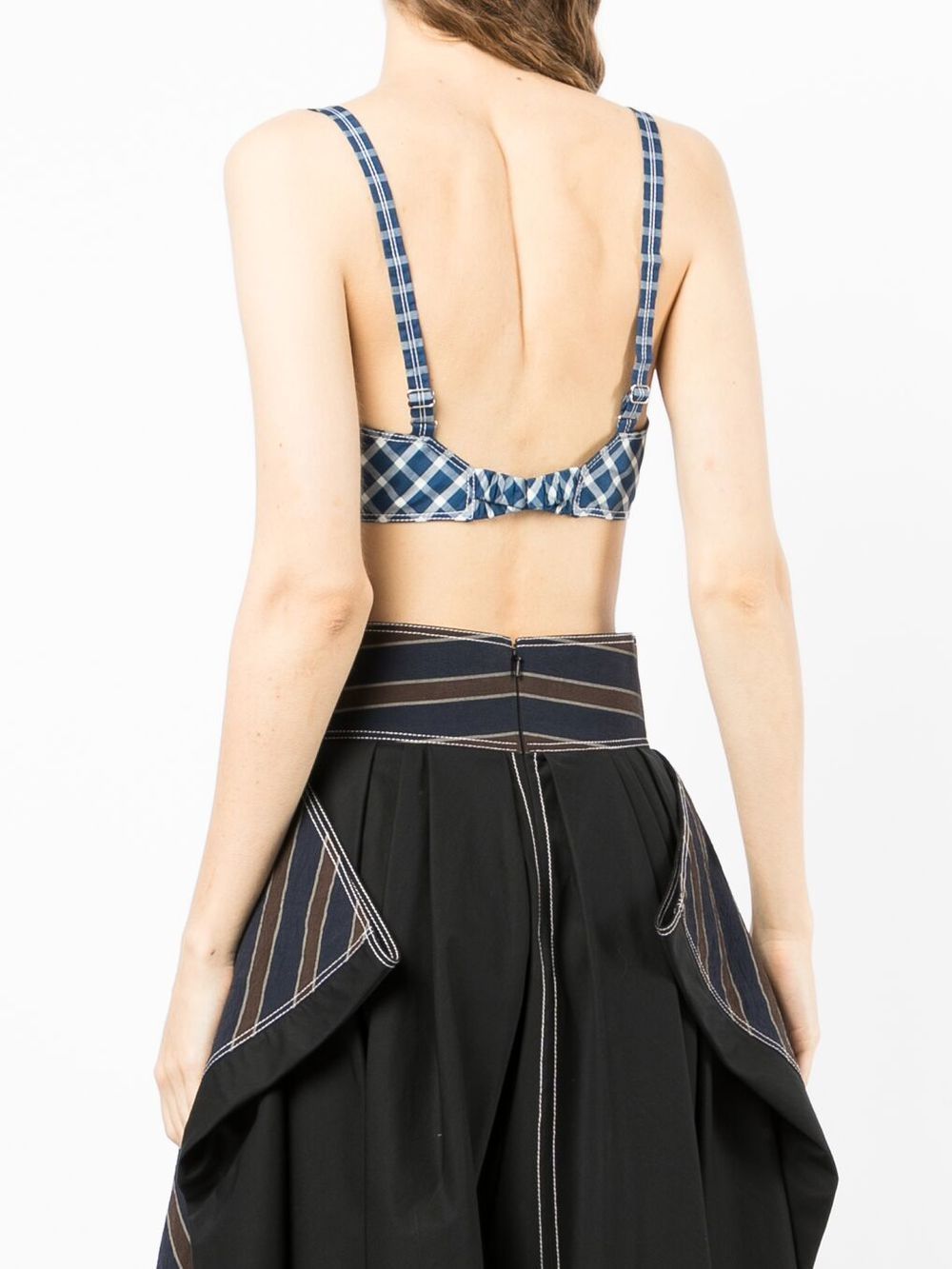 Tory Burch Picnic Plaid Bra Top In Blue White Modesens