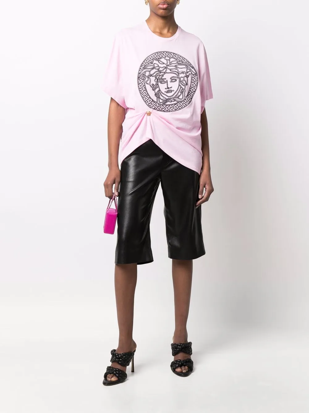 фото Versace футболка со сборками и декором medusa