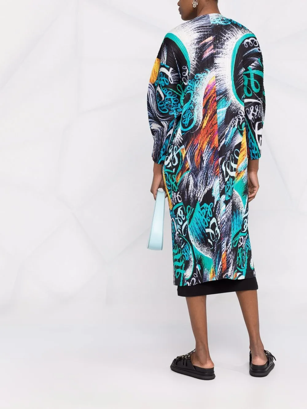 фото Pleats please issey miyake плиссированное пальто stormy с абстрактным принтом