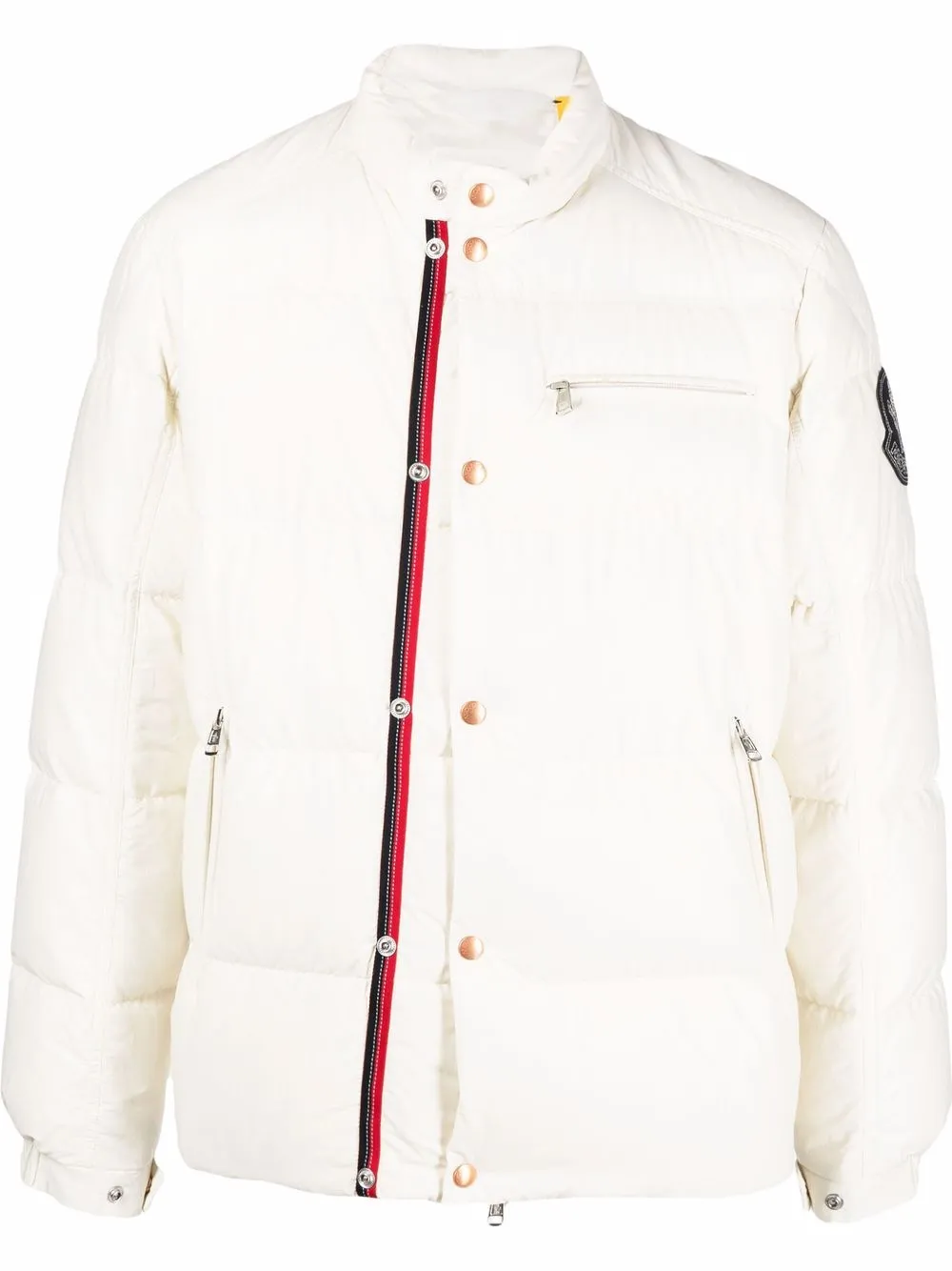 Moncler chamarra capitonda con parche del logo - Blanco