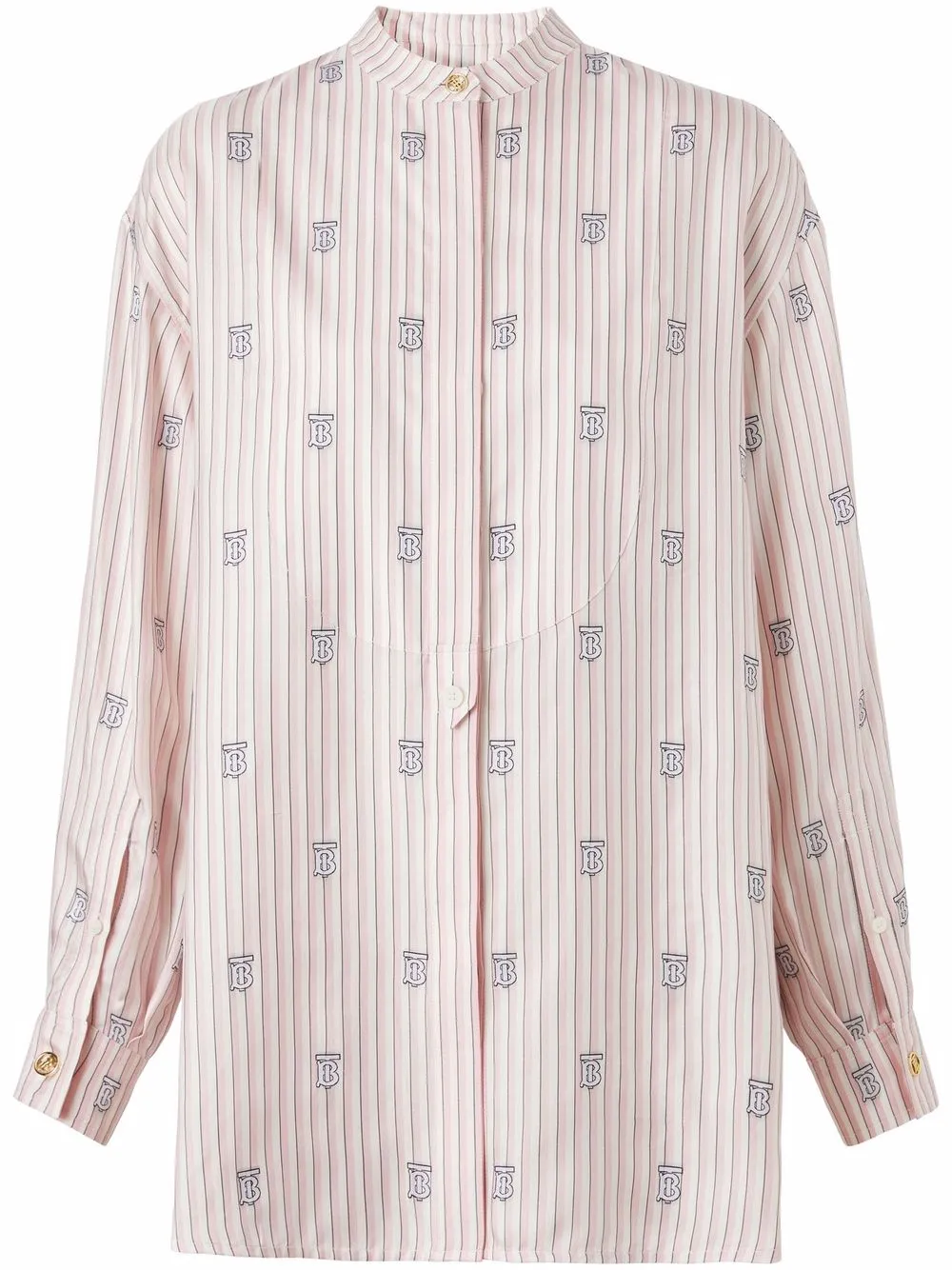 Burberry camisa a rayas con monograma - Rosado