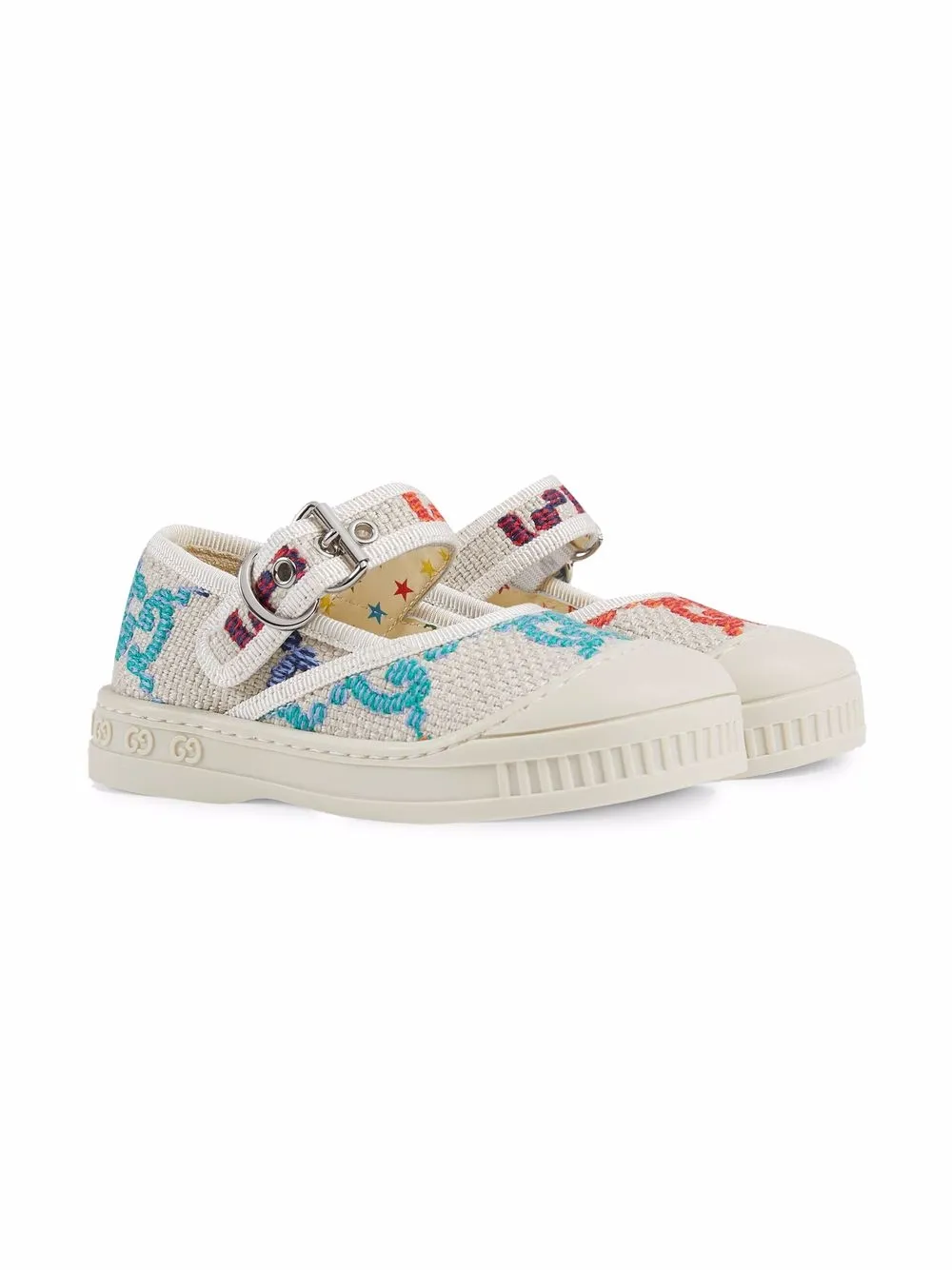 Gucci Kids zapatillas con logo y cierre de hebilla - Blanco