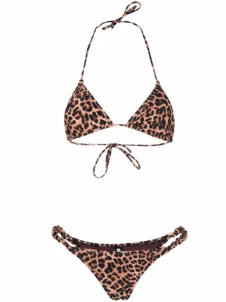 Reina Olga Scrunchie Leopard Print Bikini Set Farfetch