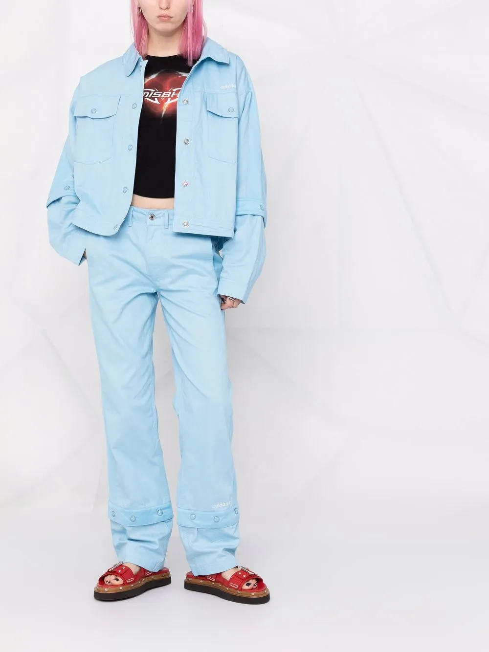 фото Adidas прямые брюки с вышитым логотипом