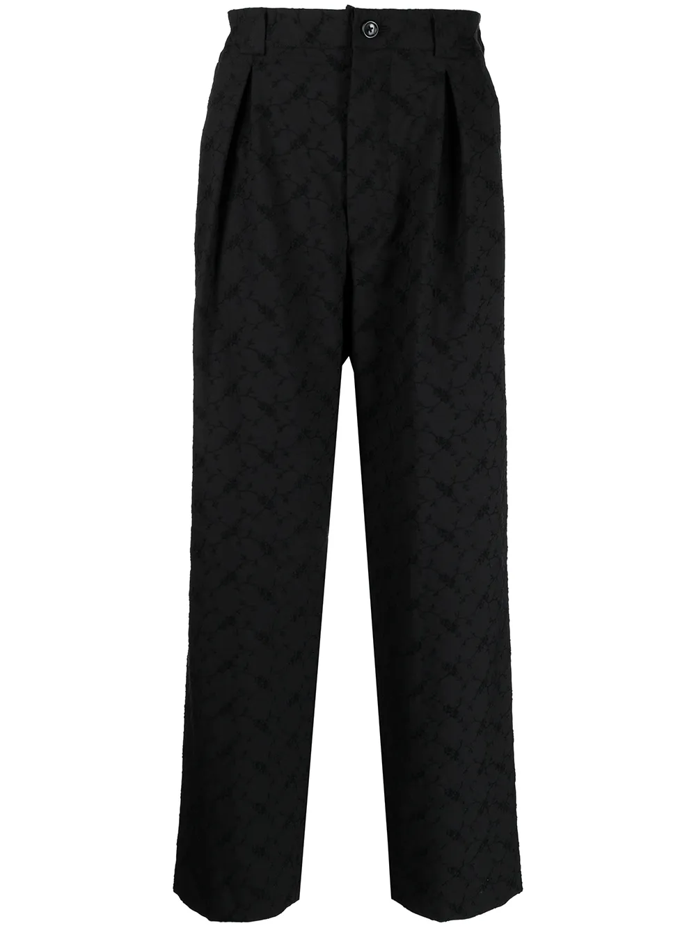 Sasquatchfabrix. floral-embroidery drop-crotch trousers - Black