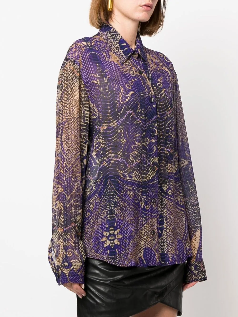 Just Cavalli Snakeskin Print Long Sleeve Shirt Farfetch