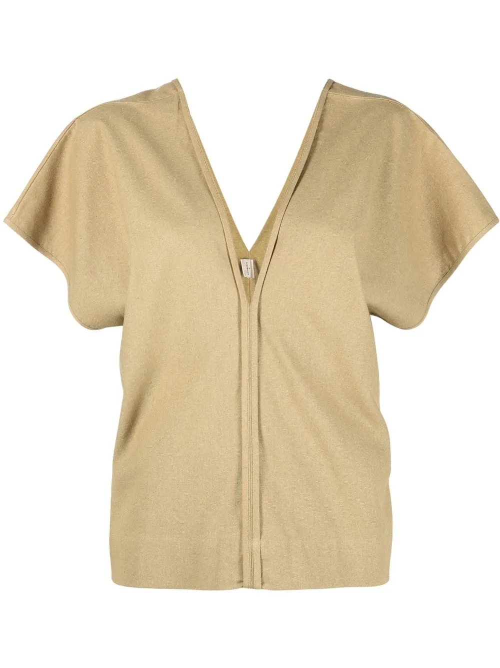 Baserange top de seda con cuello en V - Verde