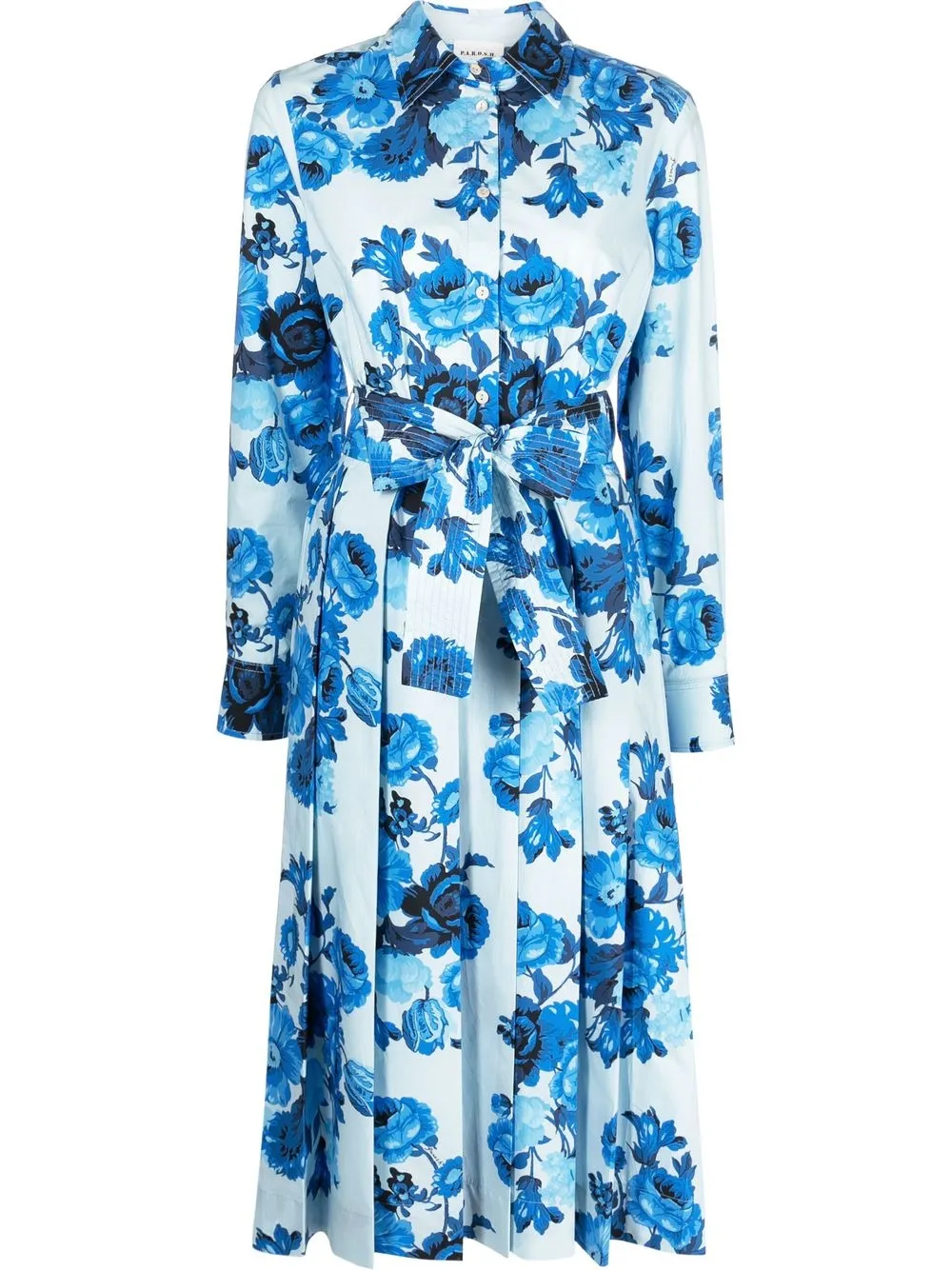 P.A.R.O.S.H. vestido camisero con estampado floral - Azul