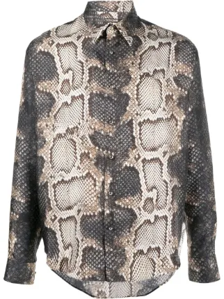 Roberto Cavalli Snakeskin Print Silk Shirt Farfetch