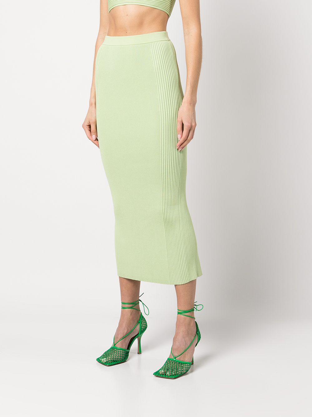 Jonathan Simkhai Brooklyn Ribbed Stretch Knit Midi Skirt In Pear Modesens