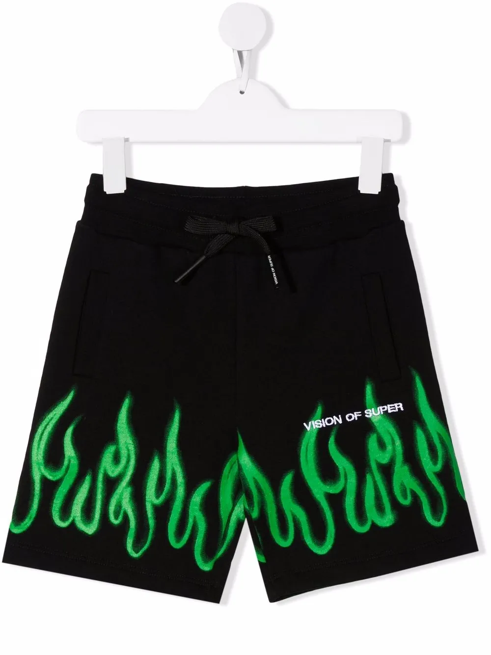 Vision Of Super Kids shorts con llamas estampadas - Negro