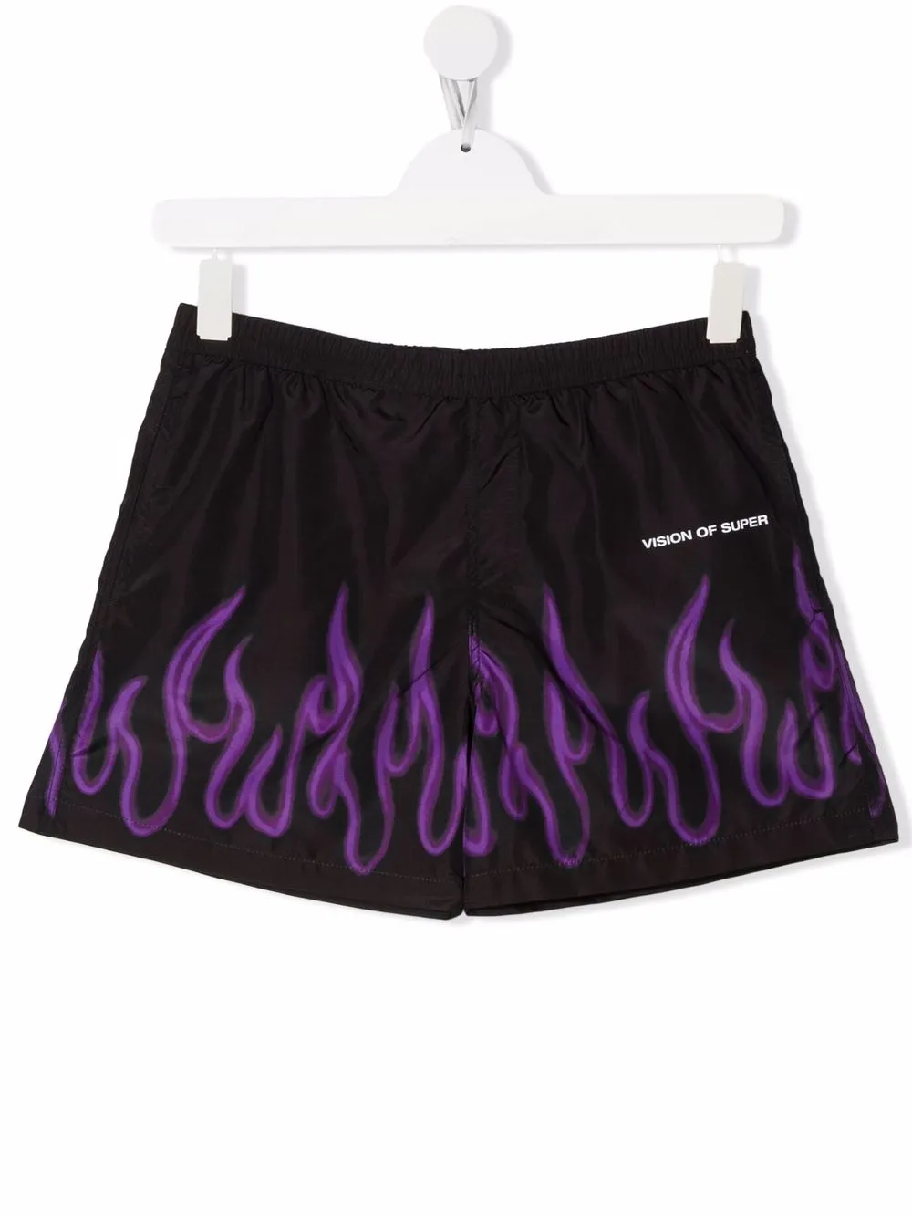 Vision Of Super Kids shorts de playa con llamas estampadas - Negro