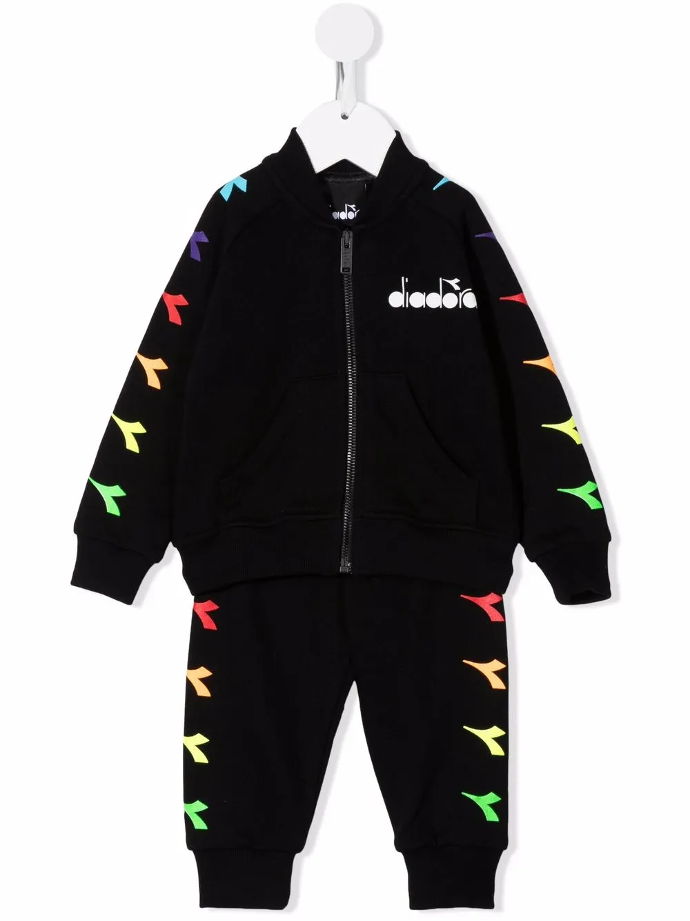 Diadora Junior logo-print zip-up tracksuit set - Black