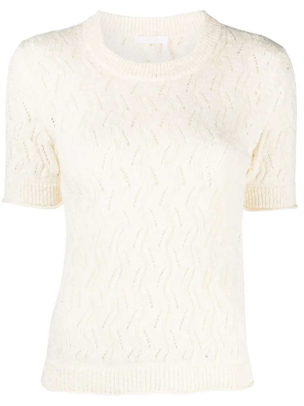 See by Chloé crochet knit short-sleeeve jumper - White