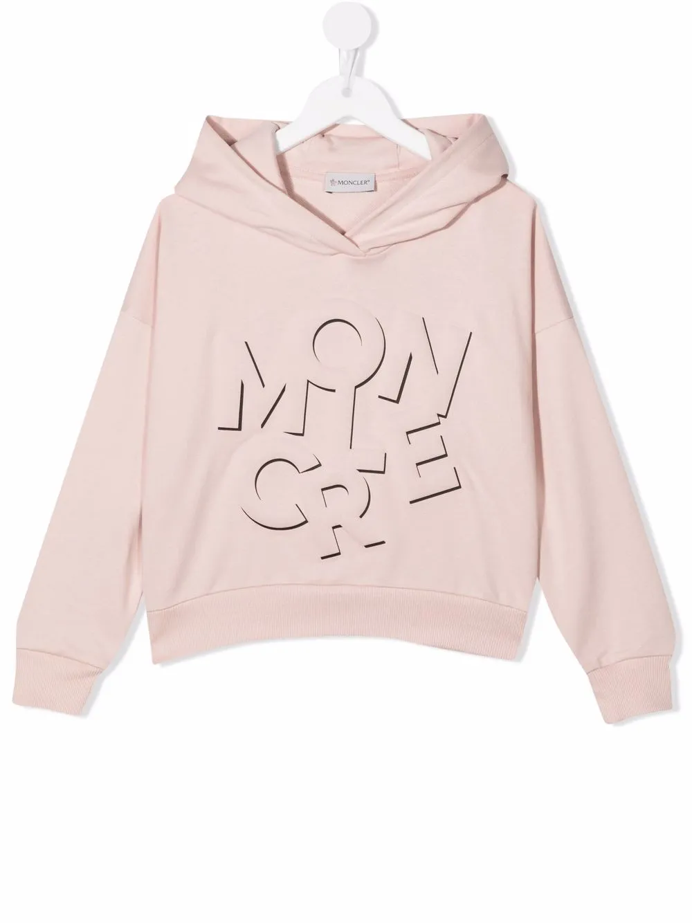 Moncler Enfant logo-print cotton hoodie - Pink