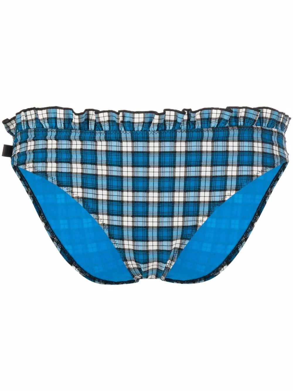 Ganni Plaid Check Bikini Bottoms In Blau Modesens