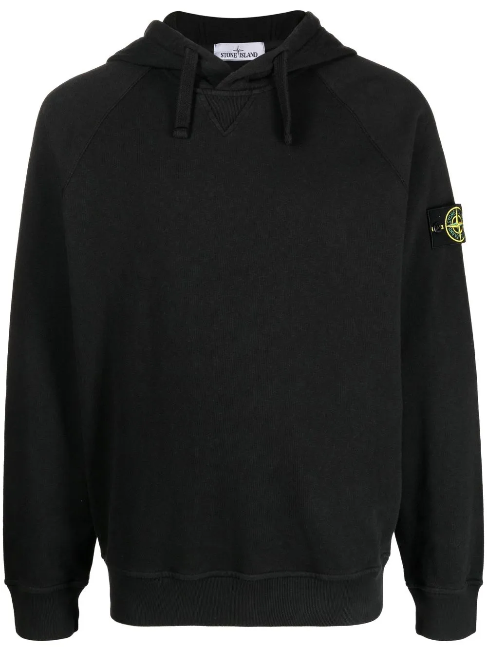 Stone Island Compass-patch cotton hoodie - Black