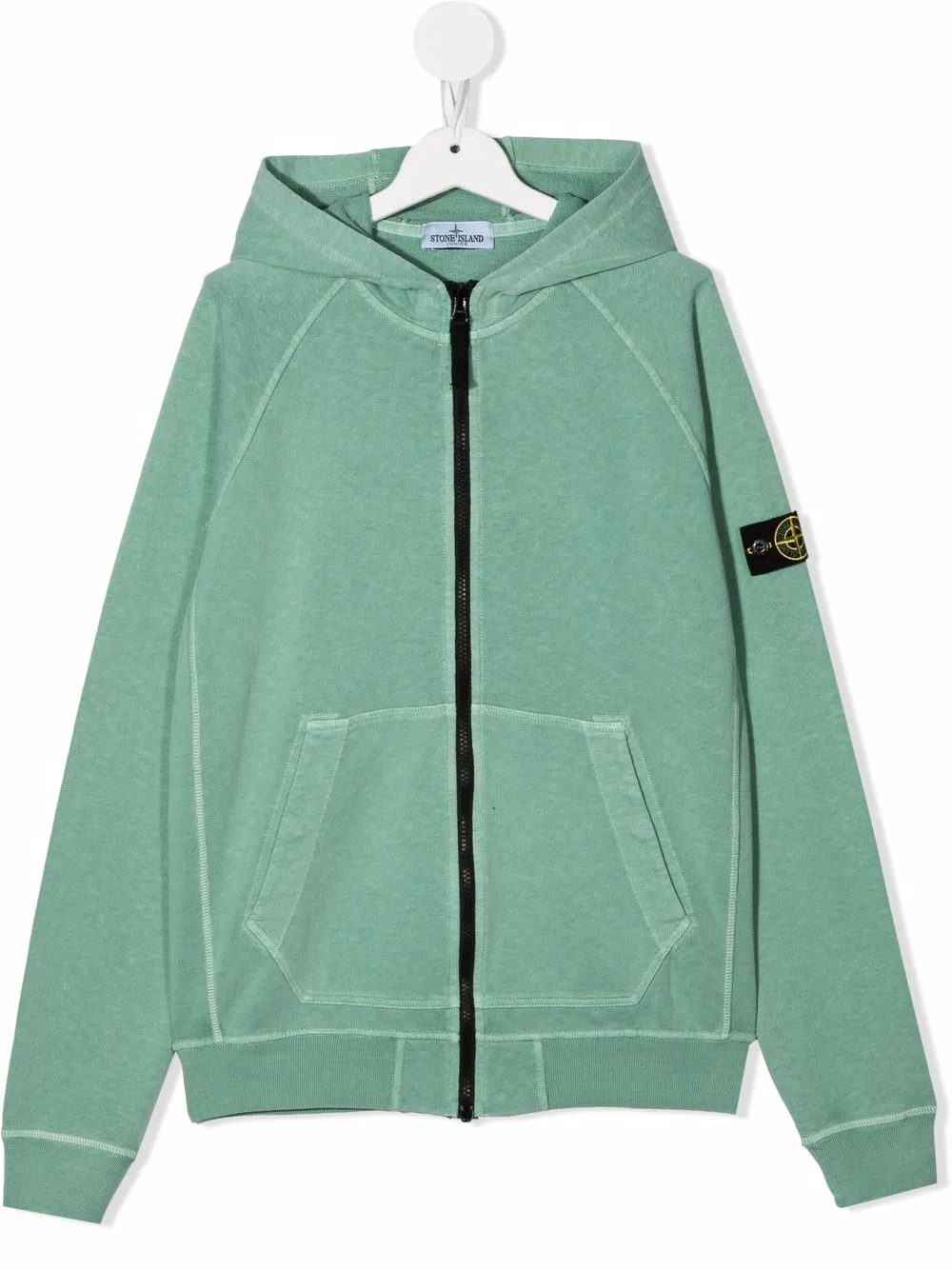 Stone Island Junior chamarra con cierre y parche de logo - Verde