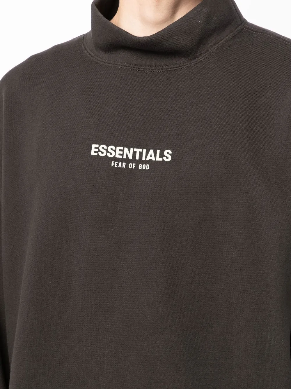 Fear Of God Essentials Logo Print Mock Neck Jumper Farfetch