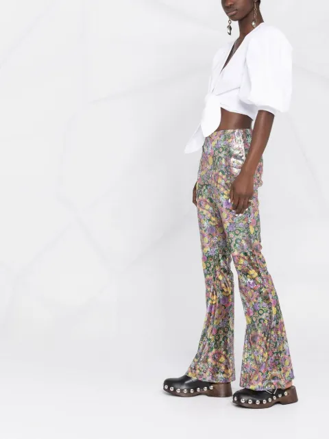 La Doublej Disco Flared Trousers Farfetch