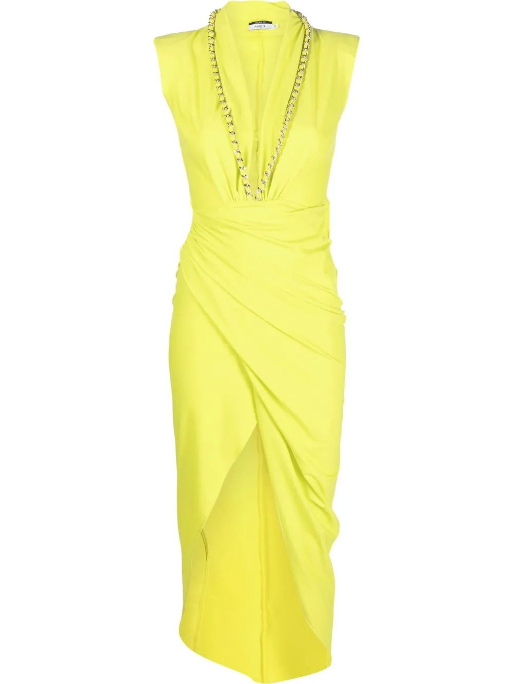Amen draped V-neck midi dress - Yellow