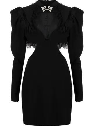 Alessandra Rich Cut Out Detailed Lace Trim Dress Farfetch