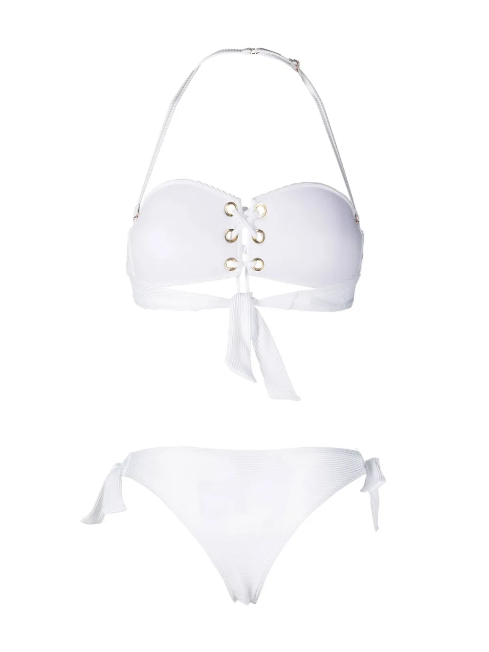 Emporio Armani Ribbed Bandeau Bikini In Weiss ModeSens