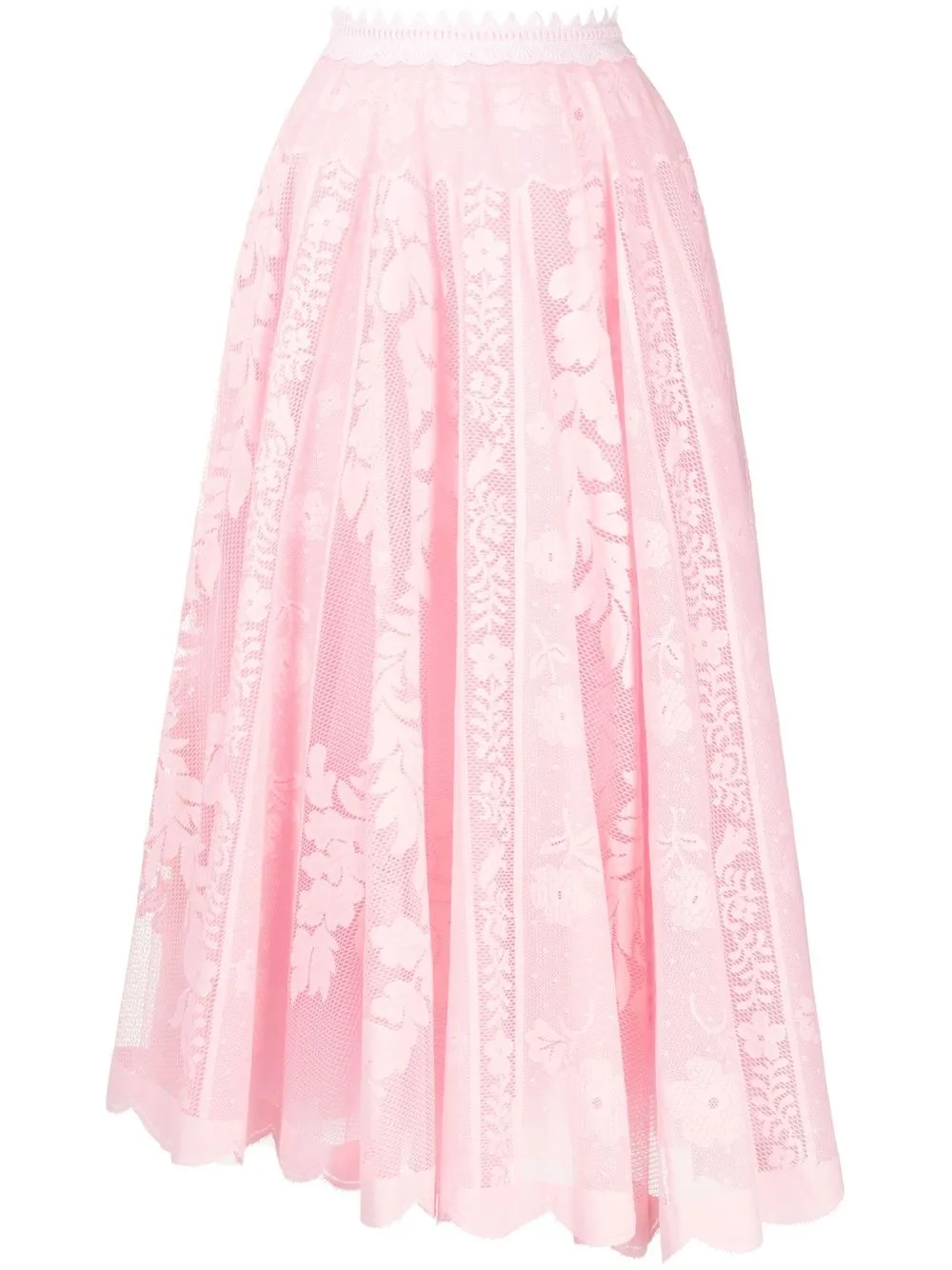Giambattista Valli floral lace midi skirt - Pink