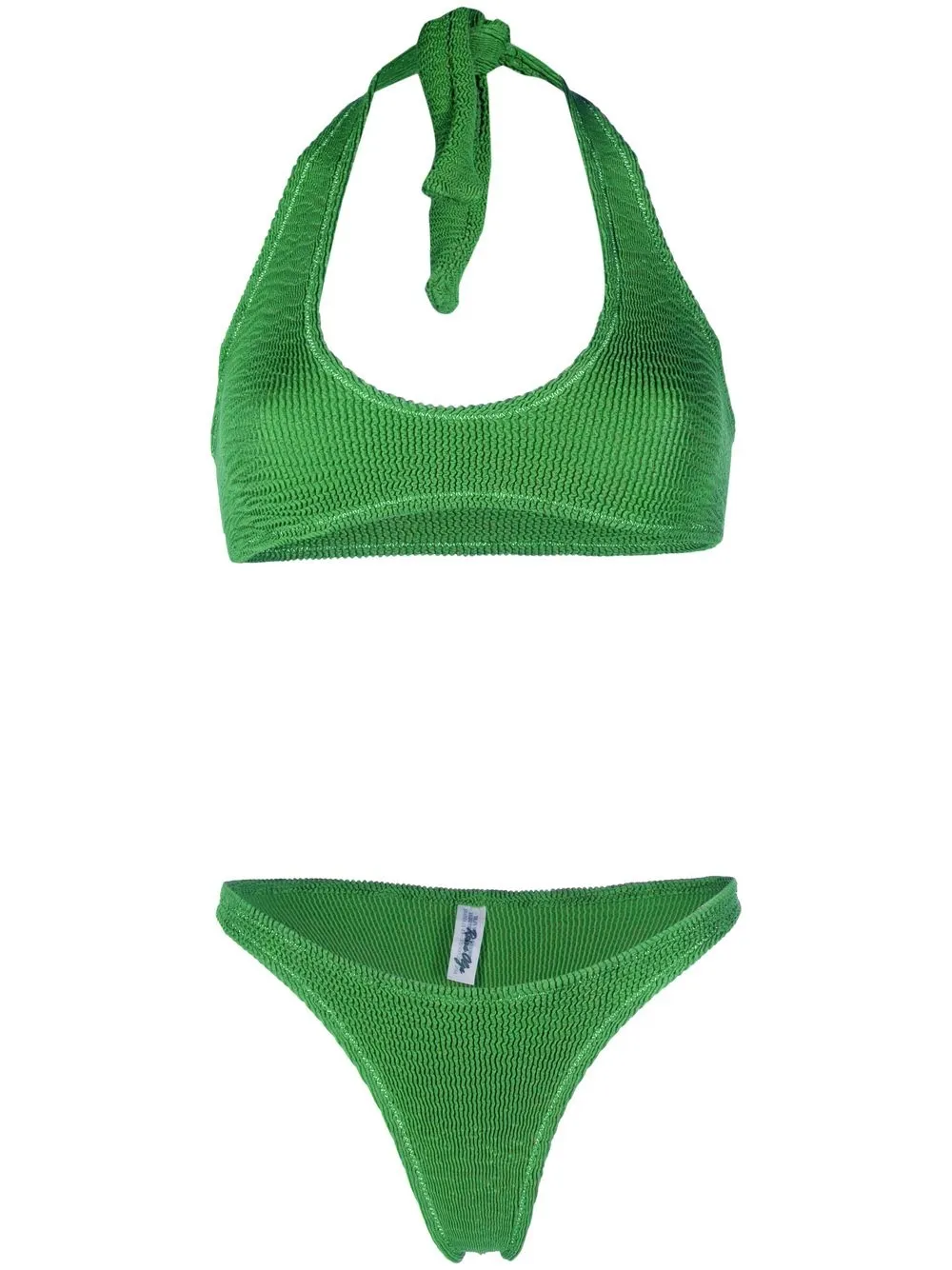 Reina Olga Pilou Scrunch Bikini Set In Green Modesens