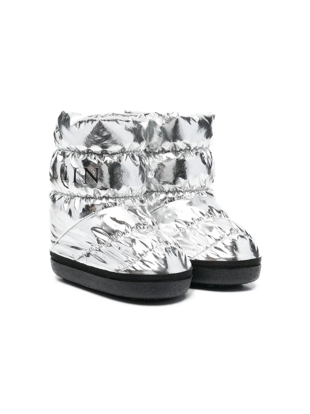 Philipp Plein Junior botas de nieve capitonadas metalizadas - Gris