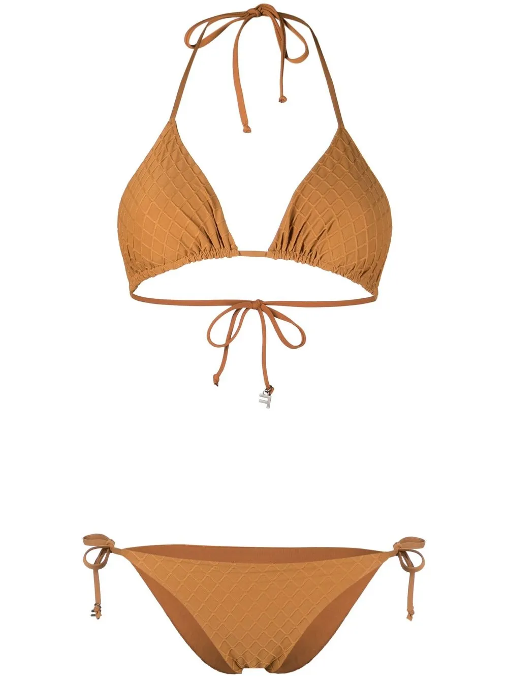 Fisico bikini con motivo a rombos - Marrón