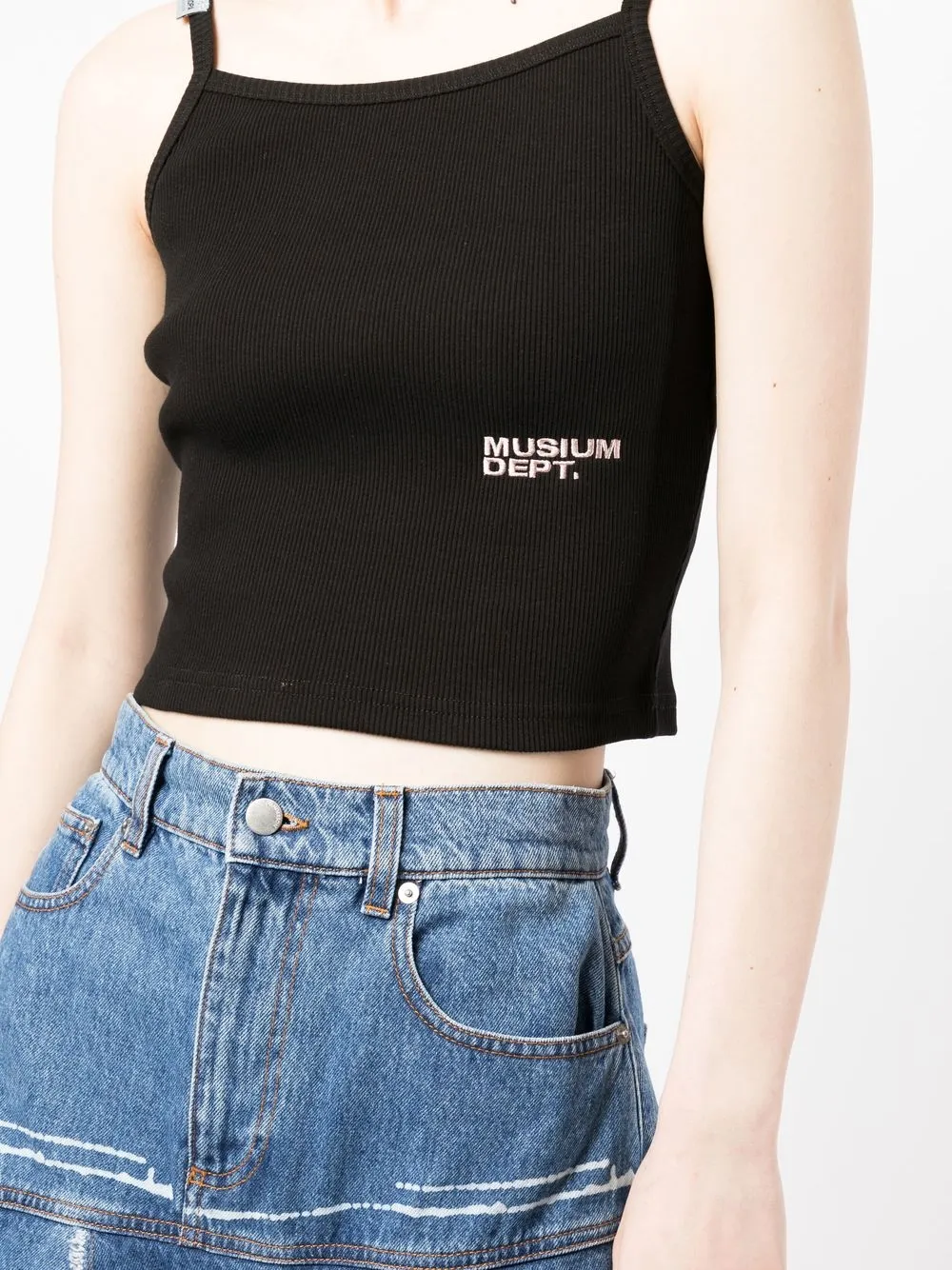 Musium Div Logo Embroidered Cropped Vest Top Farfetch