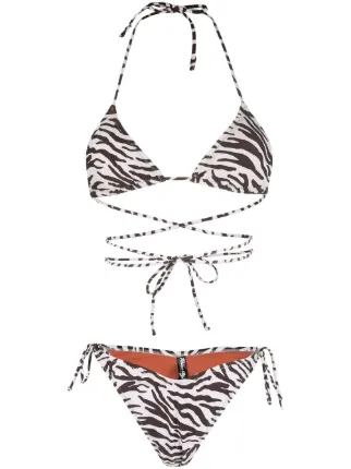 Reina Olga Zebra Print Triangle Cup Bikini Set Farfetch