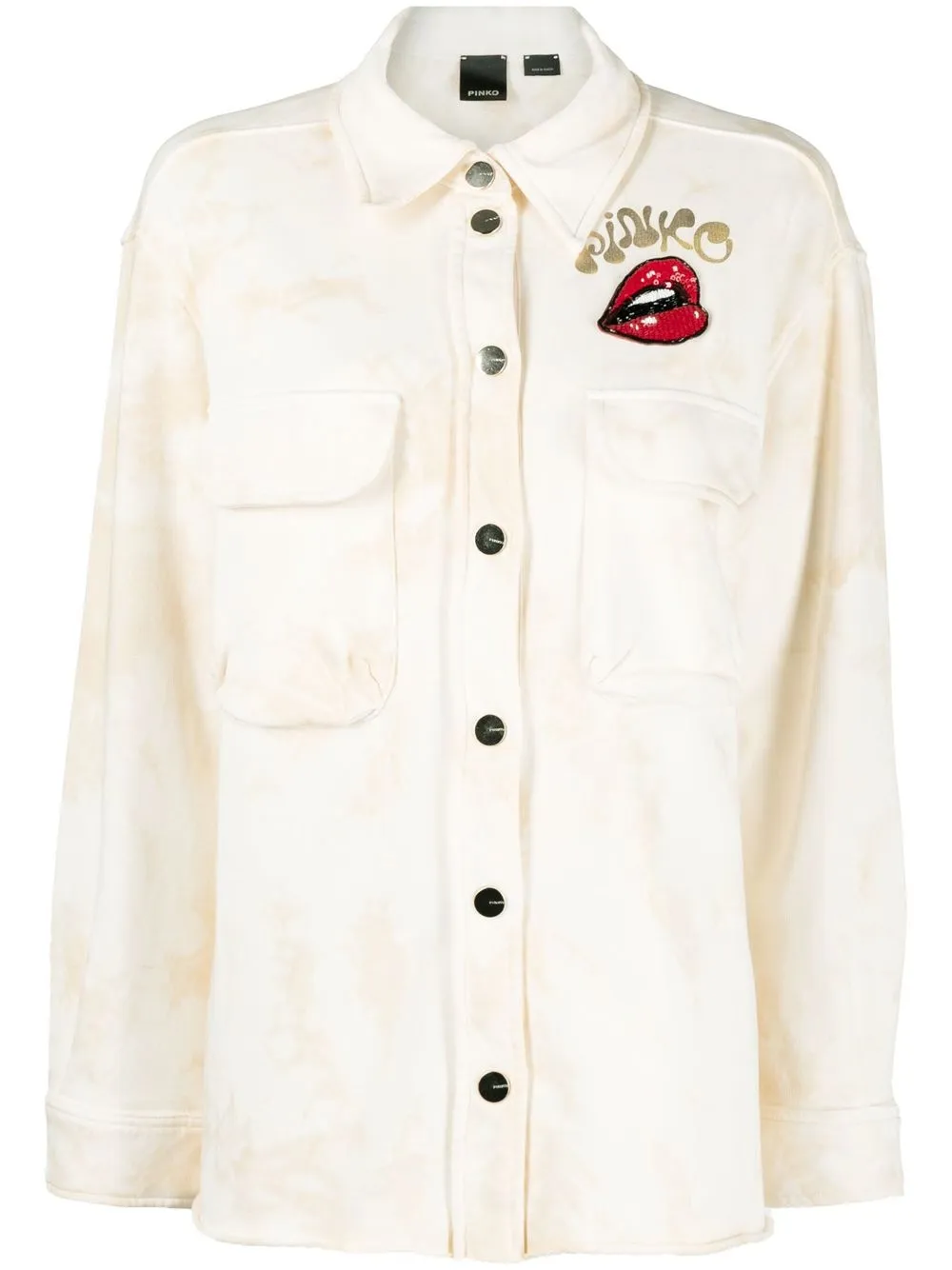 PINKO camisa con labios bordados - Blanco