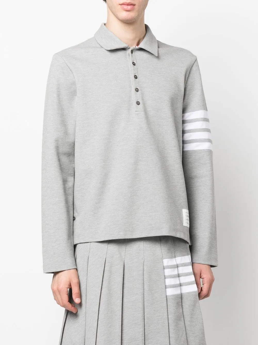 Thom Browne Bar Stripe Polo Shirt Grey Farfetch