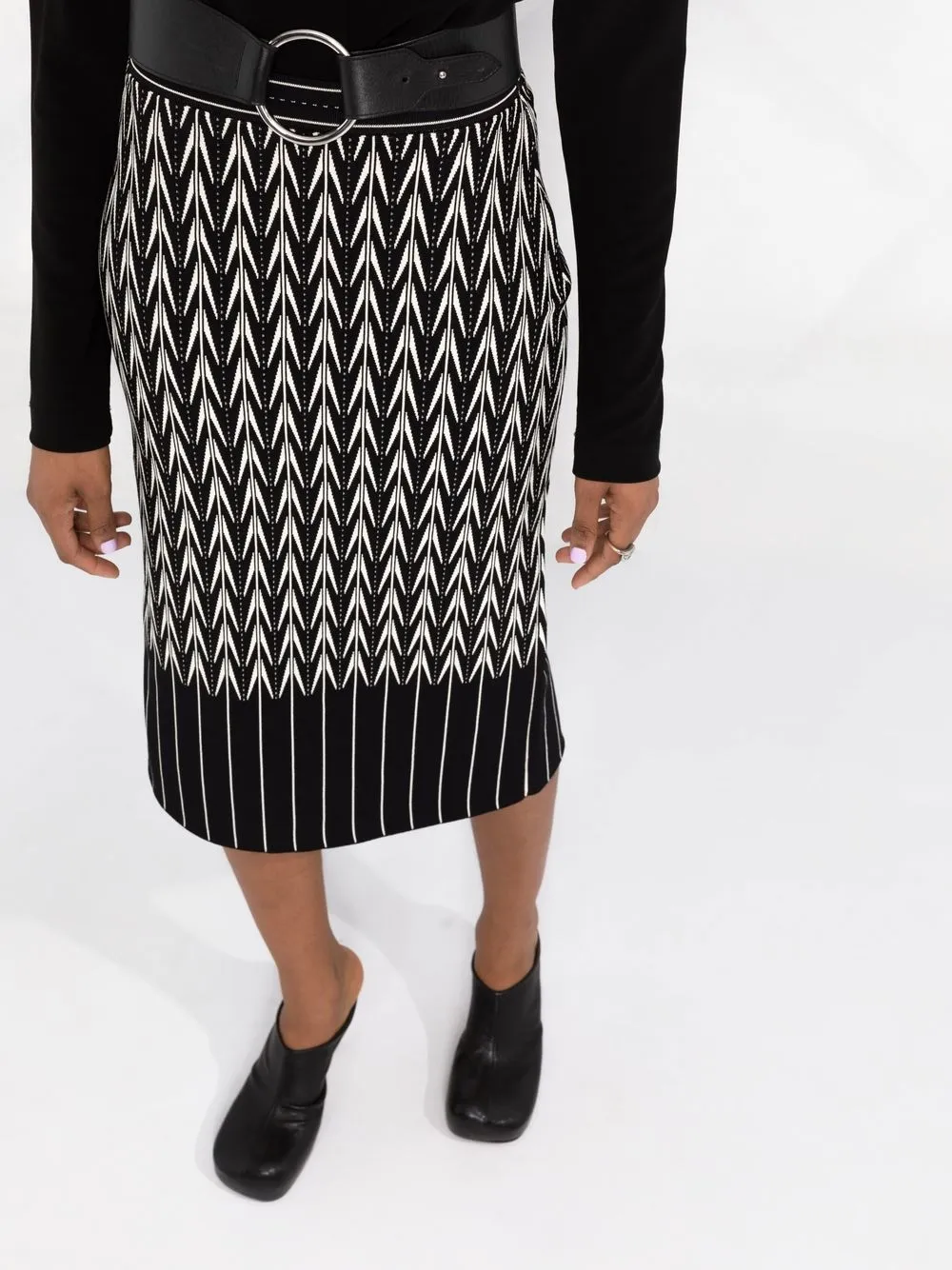 Alexander McQueen High Waisted Patterned Skirt Black FARFETCH