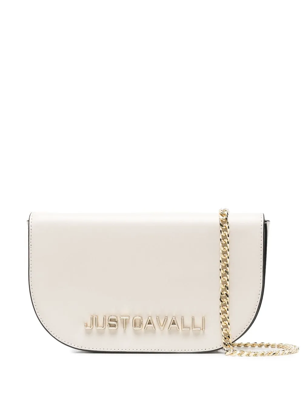 Just Cavalli logo-letter curved crossbody bag - Neutrals
