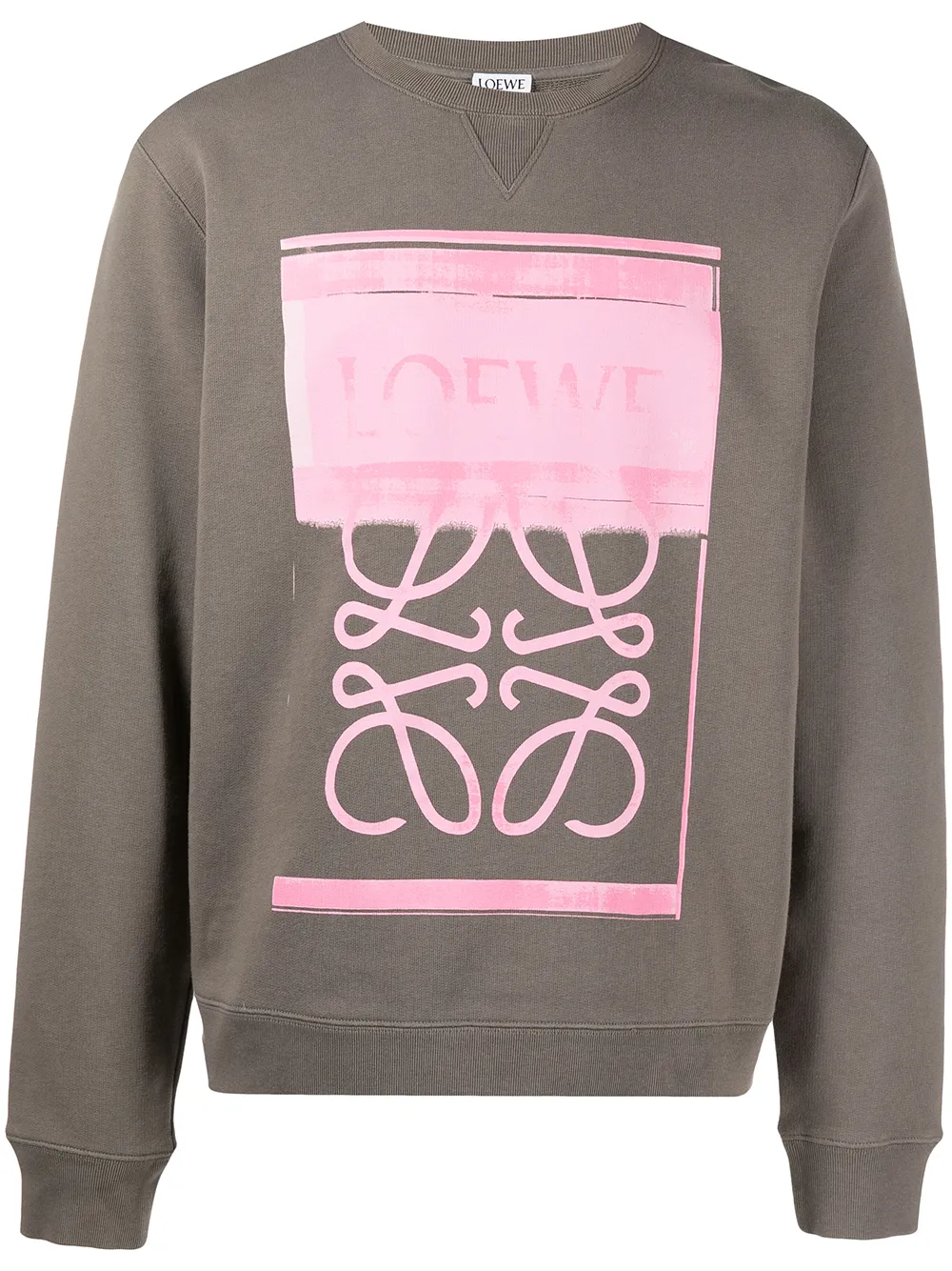 LOEWE logo-print crew neck sweatshirt - Brown