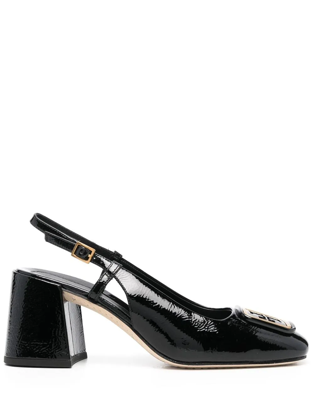 Tory Burch zapatillas con placa del logo y tacón de 70mm - Negro