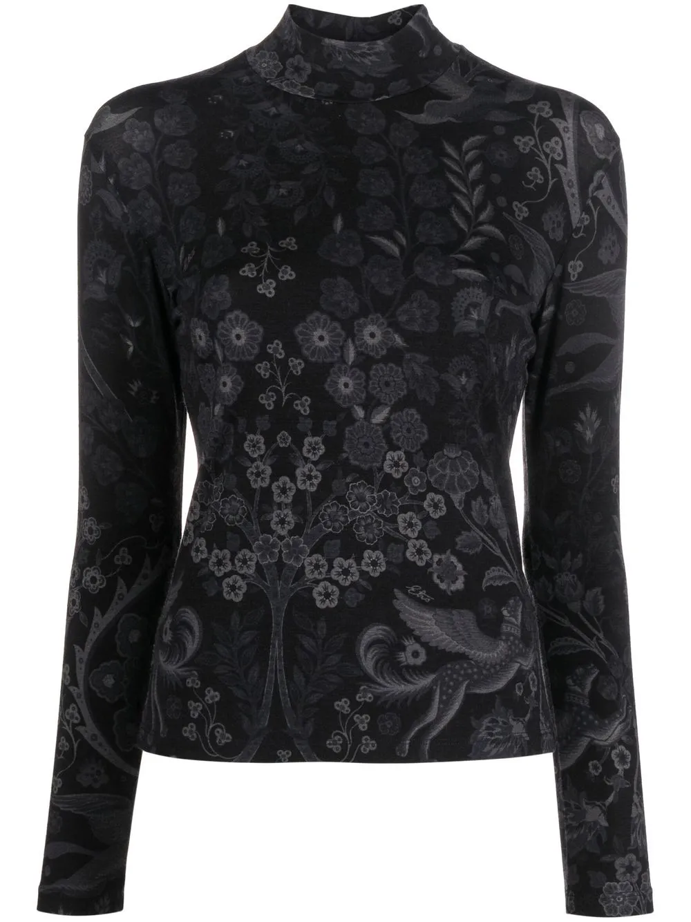 ETRO floral-print turtle neck top - Black