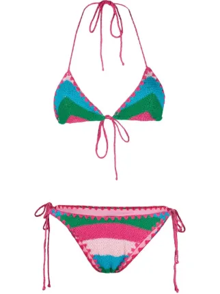 Mc Saint Barth Marielle Striped Crochet Bikini Farfetch