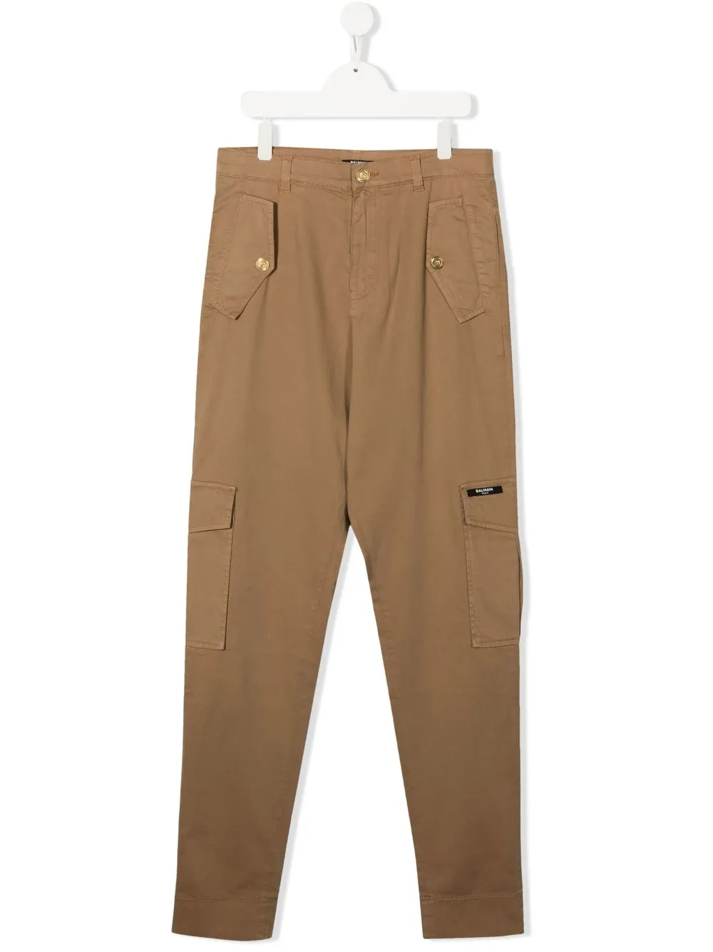 Balmain Kids pantalones cargo con parche del logo - Marrón