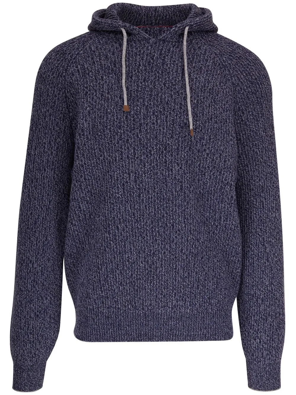 Brunello Cucinelli marl-knit drawstring hoodie - Blue