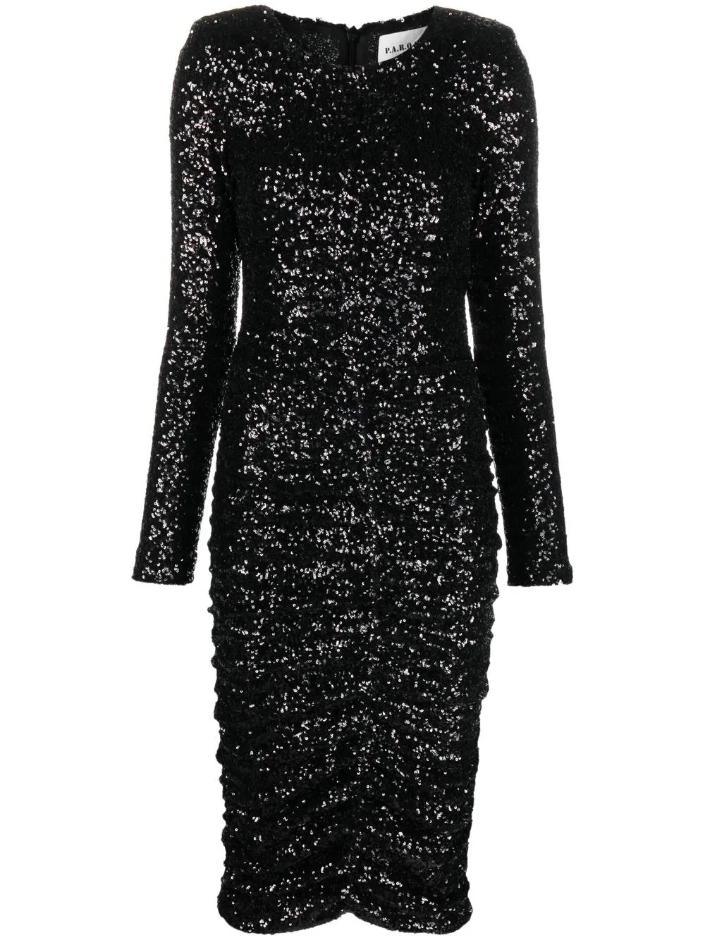P.A.R.O.S.H. vestido midi fruncido bordado con lentejuelas - Negro