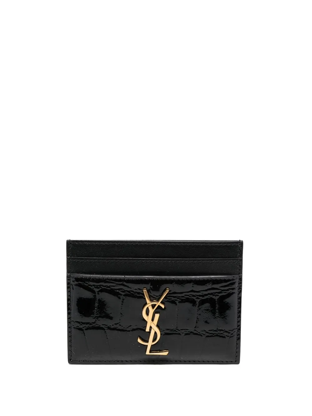 Saint Laurent Logo Plaque Leather Wallet In Schwarz Modesens