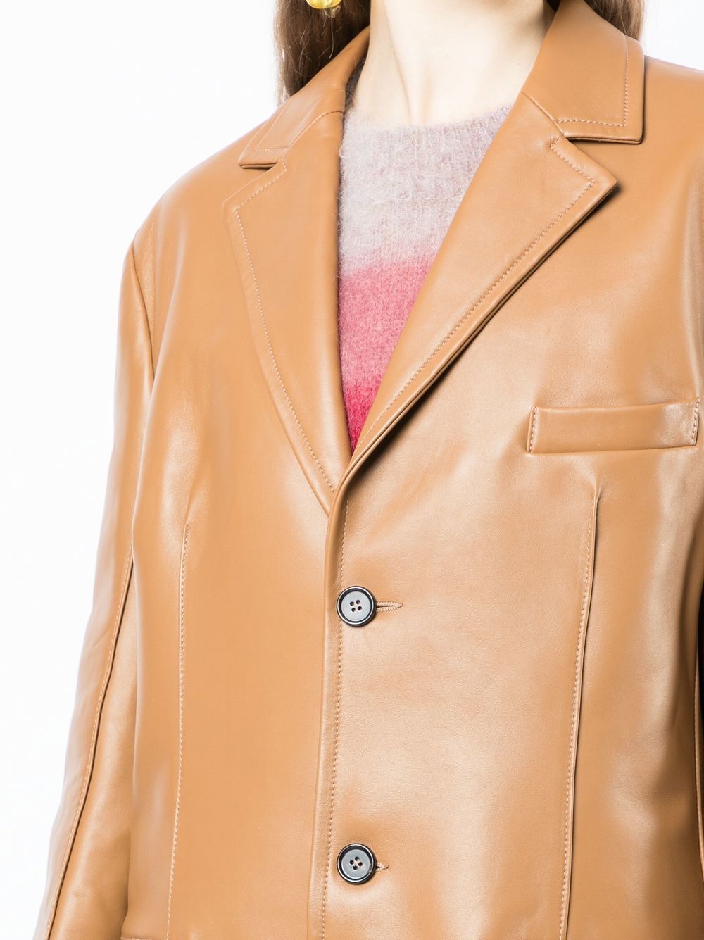 Marni Single Breasted Leather Blazer Farfetch