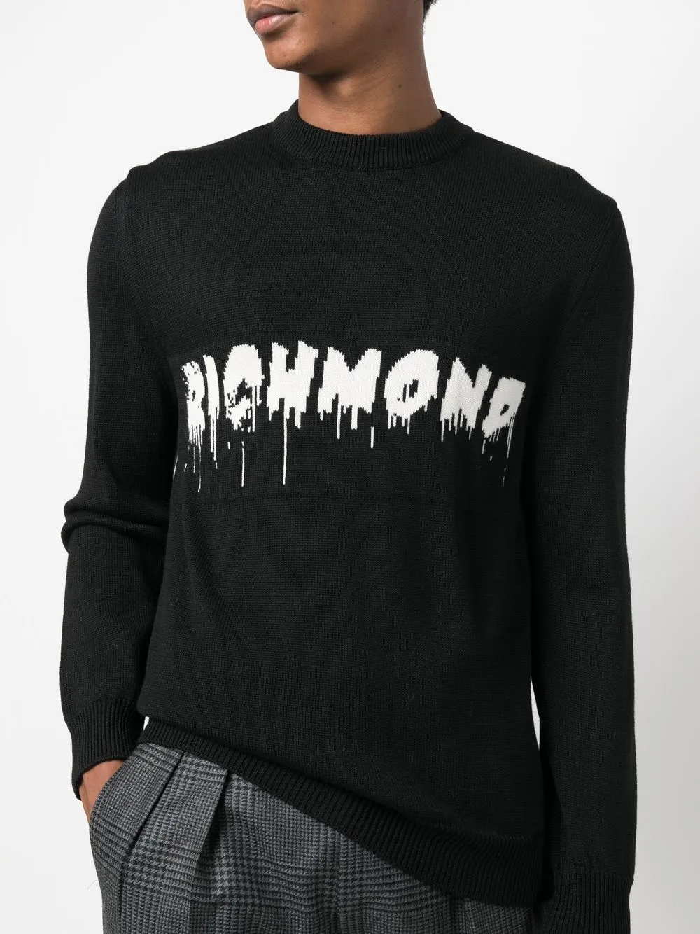 John Richmond Intarsia Knit Logo Jumper Farfetch