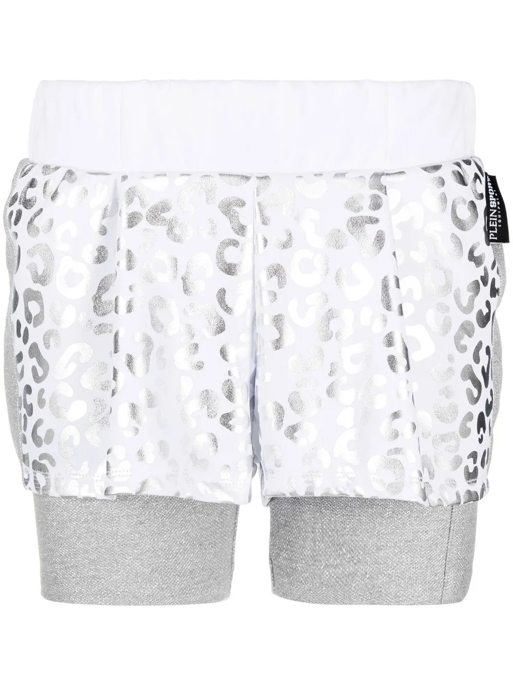Plein Sport shorts deportivos con estampado de leopardo - Blanco